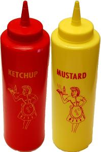 Fake Food Mustard and Ketchup bottles. Car hop tray accessories,Weighted bottles to reduce the chance of blowing over.
