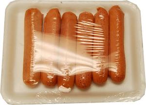 Raw Hot Dogs shrink wraped