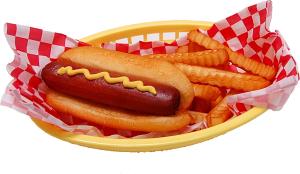 Fake Hot Dog and fries basket