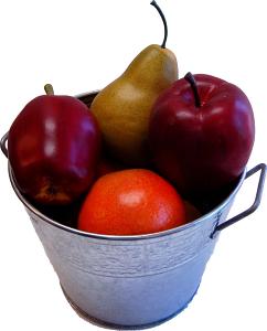 Fake Assorted Fruits 6 Piece with Metal Bucket