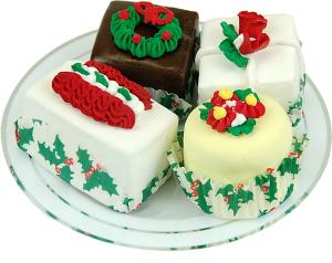 Mini Christmas Fakey Cakes 4 pack Fake Petit Fours 