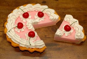Cherry Cream Artificial Pie with Slice B