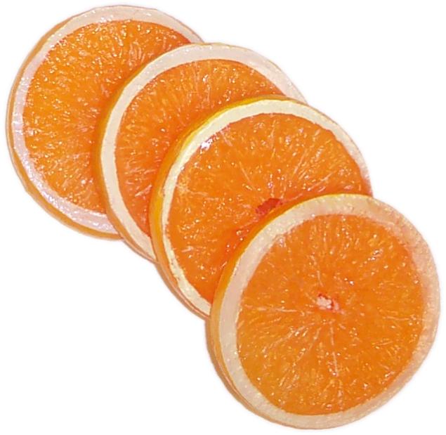 Orange Slice 4 piece fake fruit. 